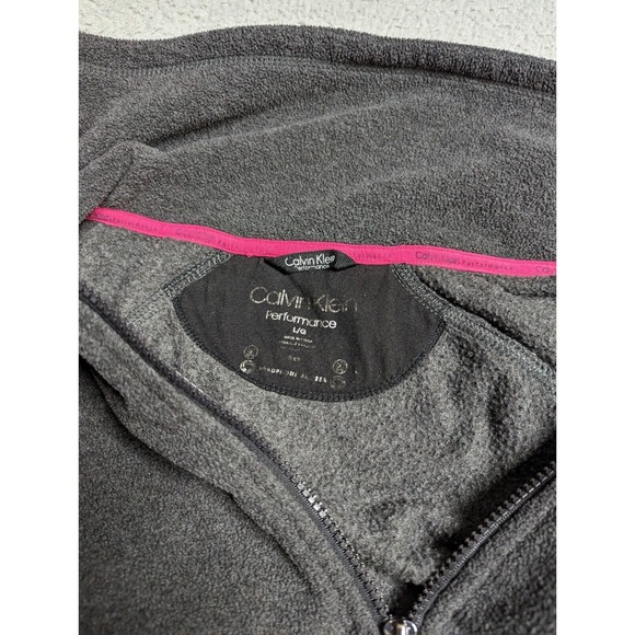 Calvin Klein Performance Fleece Jacket Womens Large Gray Long Sleeve Pockets Zip - Picture 5 of 14